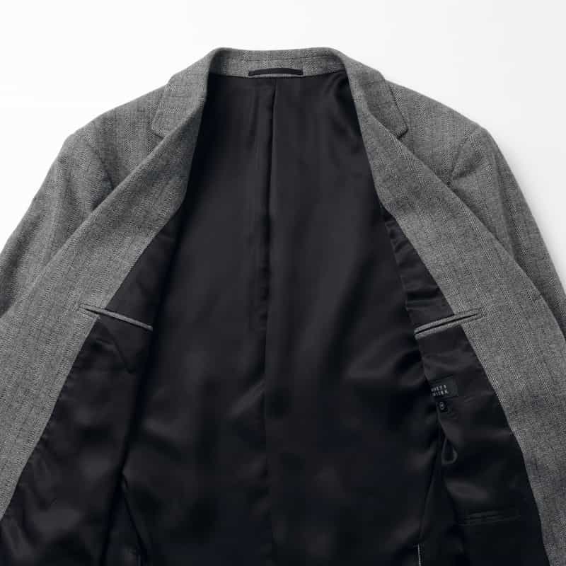 BARNEYS NEW YORK セットアップ ヘリンボーンシングルジャケット GRAY