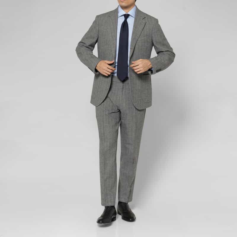 BARNEYS NEW YORK セットアップ ヘリンボーンストレートパンツ GRAY