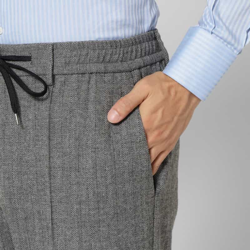 BARNEYS NEW YORK セットアップ ヘリンボーンストレートパンツ GRAY