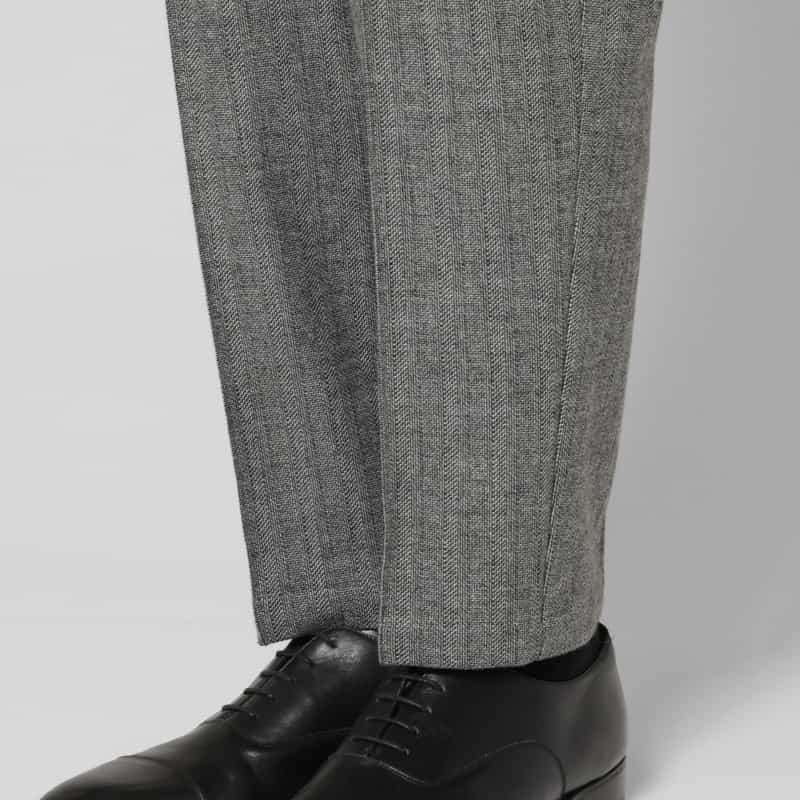 BARNEYS NEW YORK セットアップ ヘリンボーンストレートパンツ GRAY