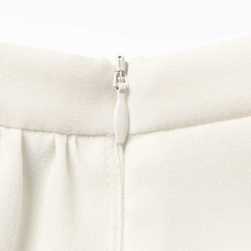 BARNEYS NEW YORK ウォッシャブル ランダムフリル ハーフスリーブブラウス WHITE