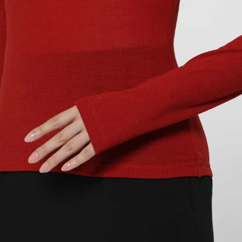 KANAKO SAKAI KANAKO SAKAI ＜カナコ サカイ＞ デザインネック ロングスリーブリブニットプルオーバー RED