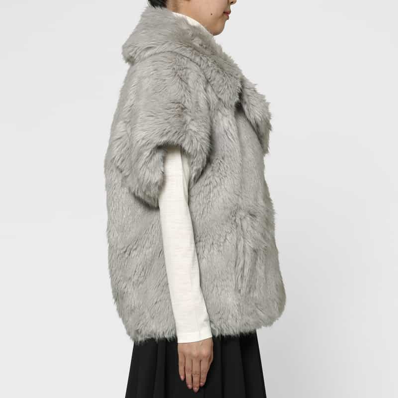 BARNEYS NEW YORK ベルテッド フェイクファージレ ICE GRAY