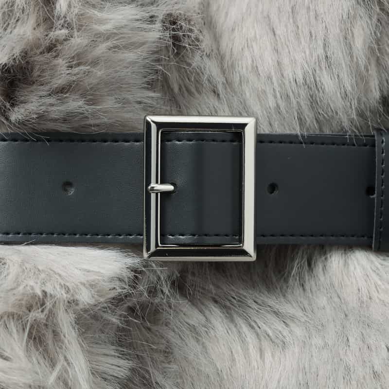 BARNEYS NEW YORK ベルテッド フェイクファージレ ICE GRAY
