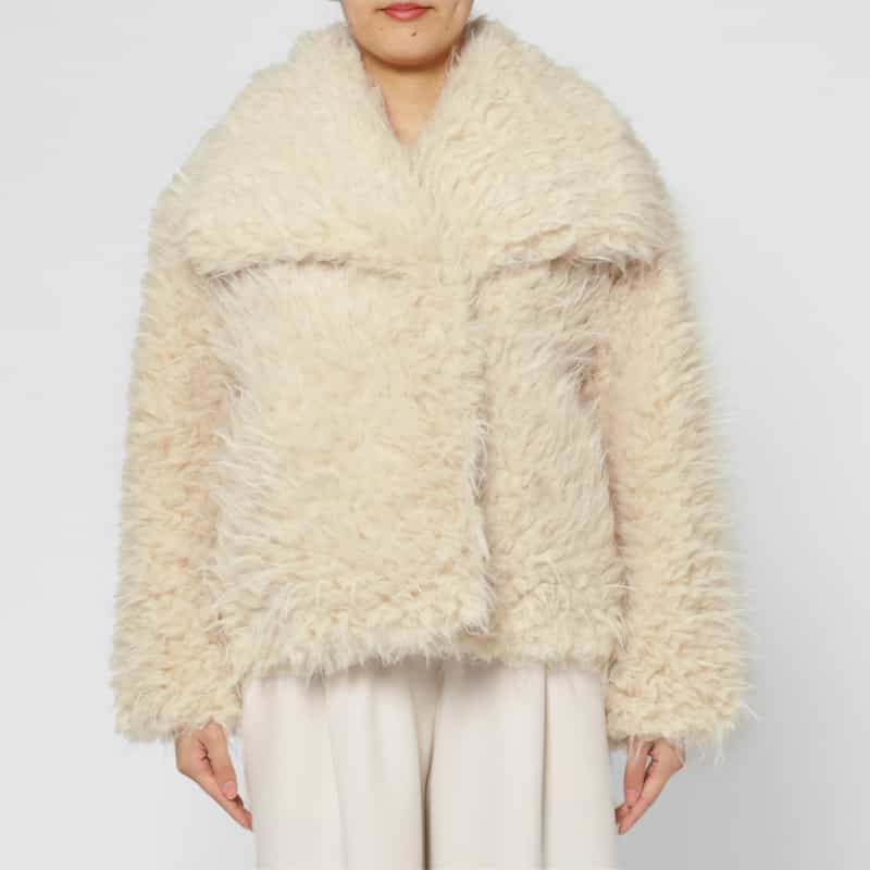 BARNEYS NEW YORK フェイクファー ショートジャケット BEIGE