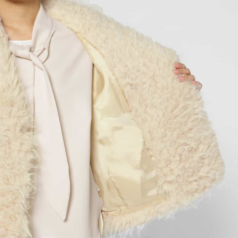 BARNEYS NEW YORK フェイクファー ショートジャケット BEIGE