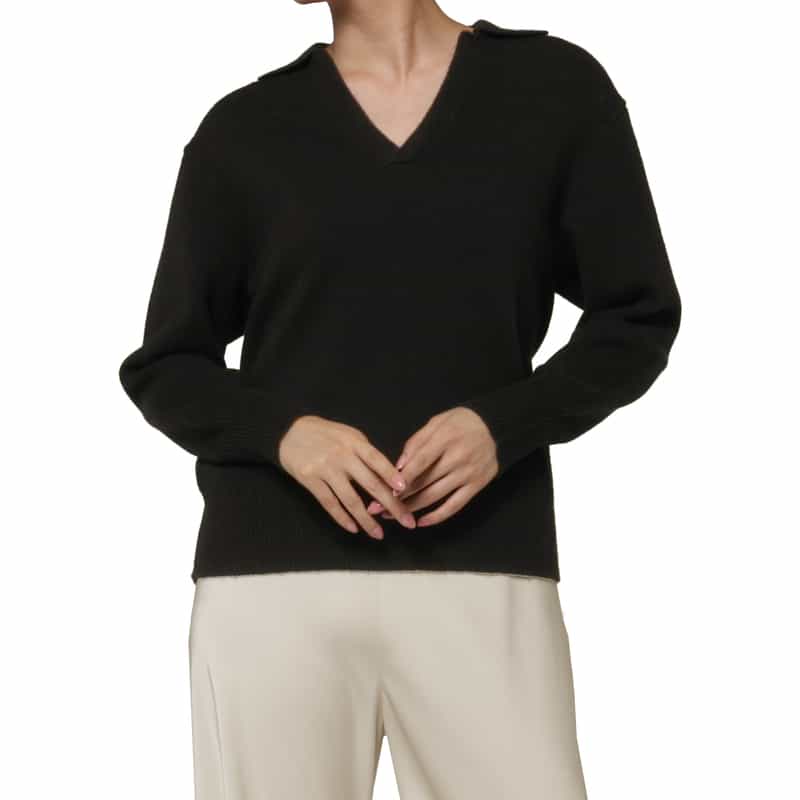 PIPPIOLINO PIPPIOLINO ＜ピッピオリーノ＞ バーニーズ　ニューヨーク限定Vネックスキッパーポロニットプルオーバー BLACK