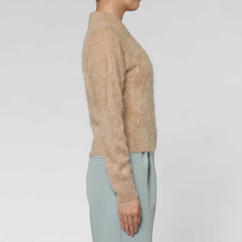 PIPPIOLINO PIPPIOLINO ＜ピッピオリーノ＞ バーニーズ　ニューヨーク限定カシミヤミンク ポロニットプルオーバー CAMEL