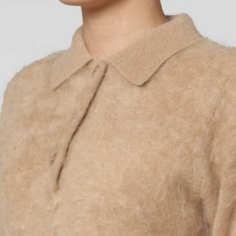 PIPPIOLINO PIPPIOLINO ＜ピッピオリーノ＞ バーニーズ　ニューヨーク限定カシミヤミンク ポロニットプルオーバー CAMEL