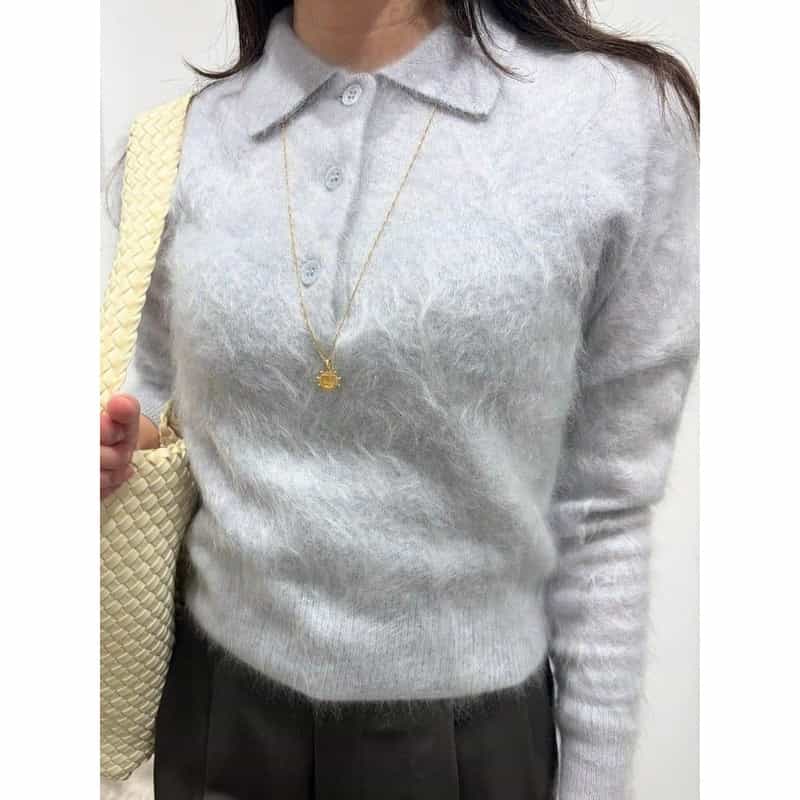 PIPPIOLINO PIPPIOLINO ＜ピッピオリーノ＞ バーニーズ　ニューヨーク限定カシミヤミンク ポロニットプルオーバー GREIGE