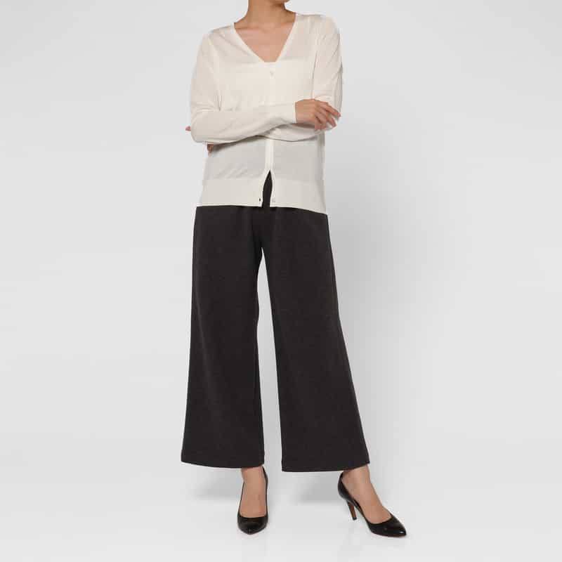 BARNEYS NEW YORK Vネック ウールニットカーディガン（ロロ・ピアーナ社製ウール使用） WHITE