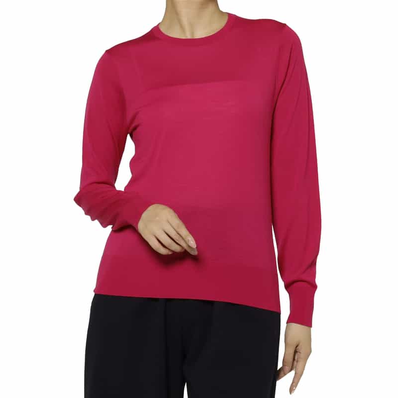 BARNEYS NEW YORK クルーネック ウールニットプルオーバー（ロロ・ピアーナ社製ウール使用） PINK