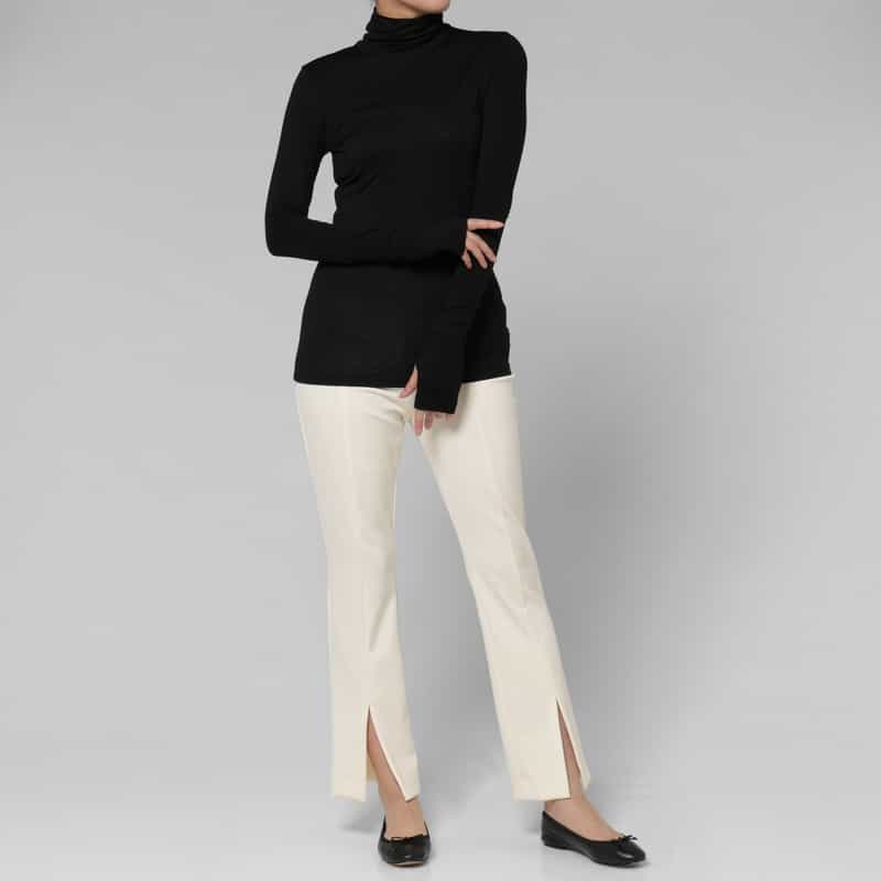 JUUN J JUUN J ＜ジューンジー＞ バックスリット スリムフィット タートルネックニットプルオーバー BLACK