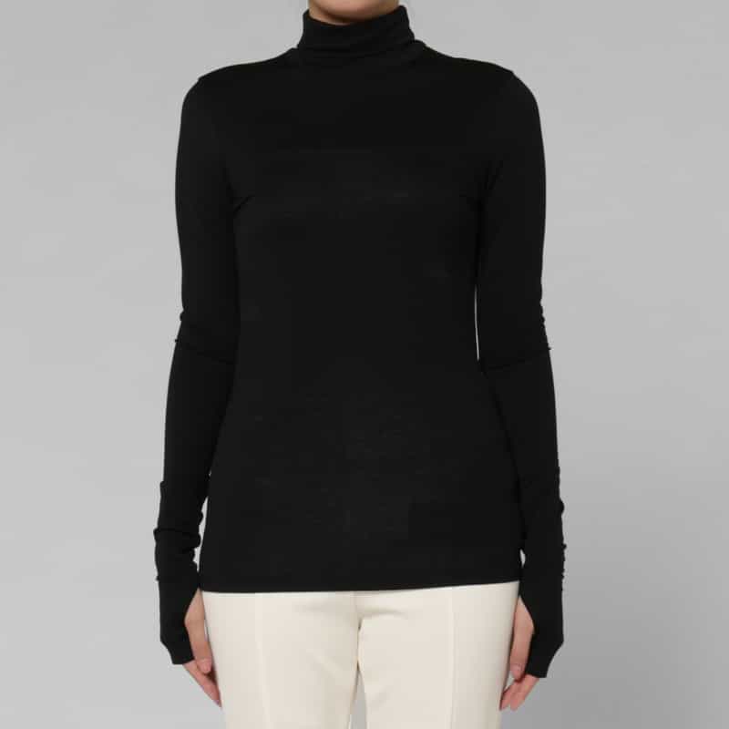 JUUN J JUUN J ＜ジューンジー＞ バックスリット スリムフィット タートルネックニットプルオーバー BLACK