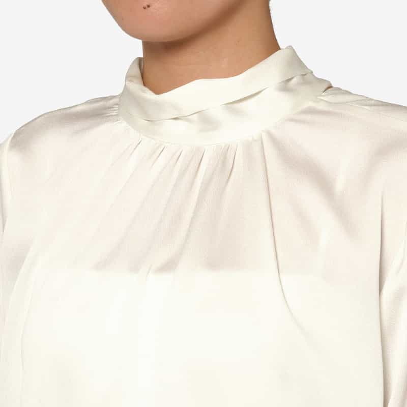 BARNEYS NEW YORK ウォッシャブル 前後2WAYボウタイブラウス WHITE