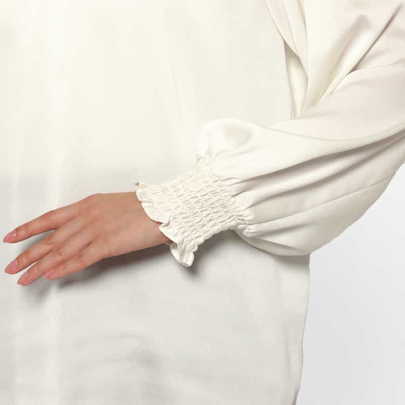 BARNEYS NEW YORK ウォッシャブル 前後2WAYボウタイブラウス WHITE