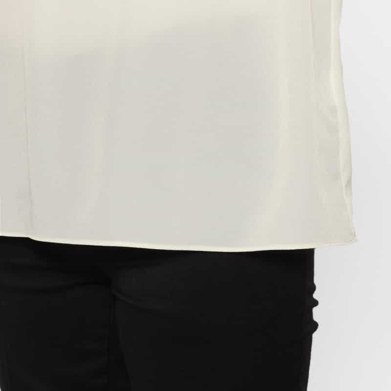 BARNEYS NEW YORK ウォッシャブル ネックフリルデザイン ジョーゼットブラウス WHITE