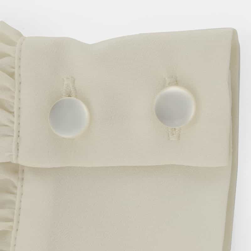 BARNEYS NEW YORK ウォッシャブル ネックフリルデザイン ジョーゼットブラウス WHITE