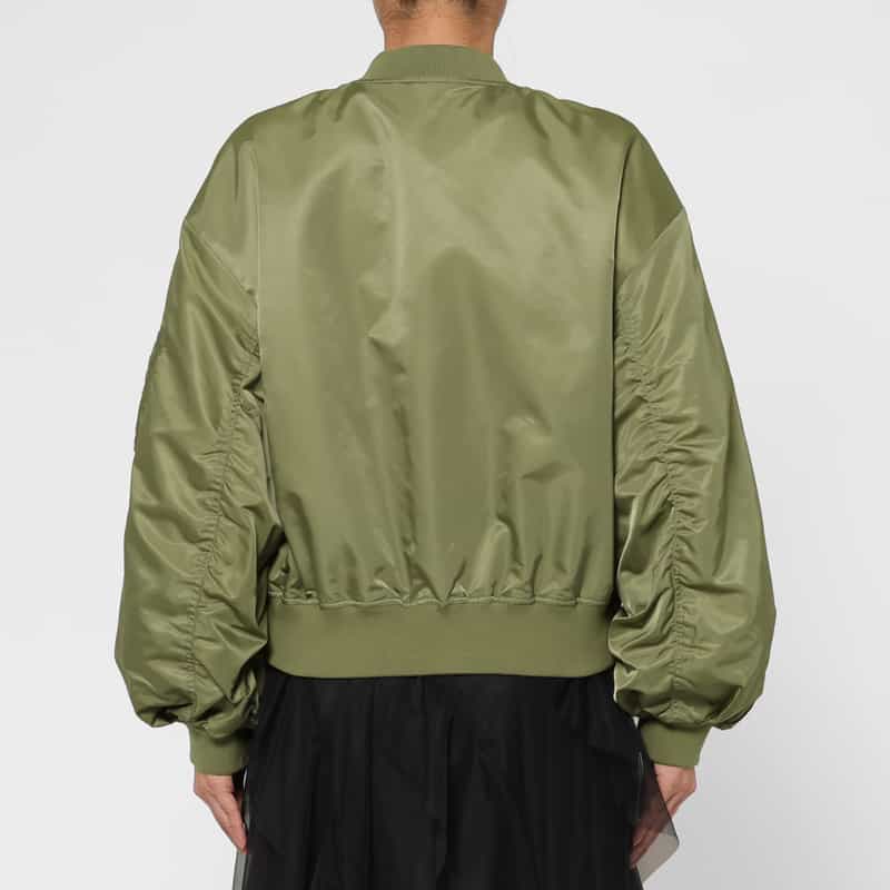 BARNEYS NEW YORK ウォッシャブル バイカラー ジップアップMA-1ブルゾン KHAKI