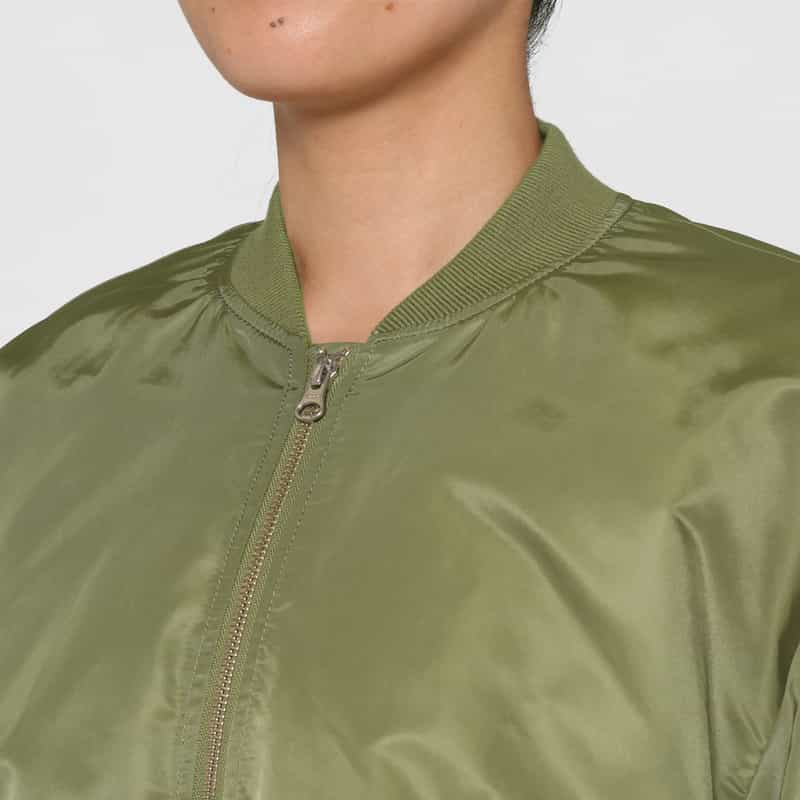 BARNEYS NEW YORK ウォッシャブル バイカラー ジップアップMA-1ブルゾン KHAKI