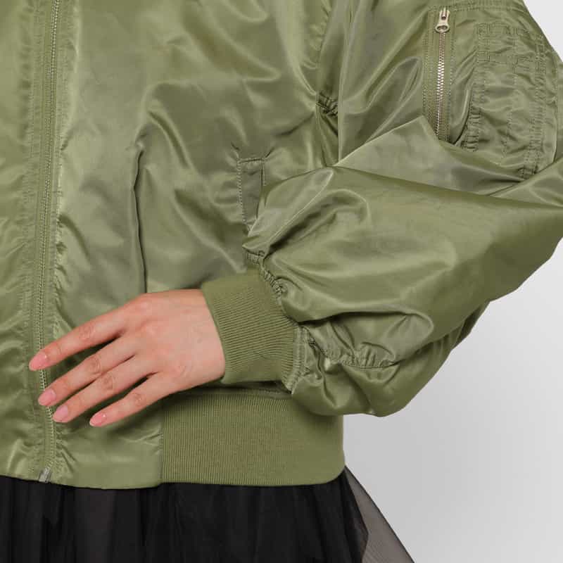 BARNEYS NEW YORK ウォッシャブル バイカラー ジップアップMA-1ブルゾン KHAKI