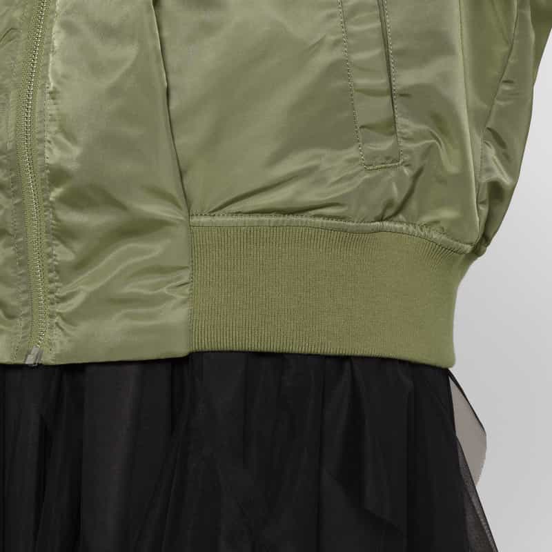 BARNEYS NEW YORK ウォッシャブル バイカラー ジップアップMA-1ブルゾン KHAKI