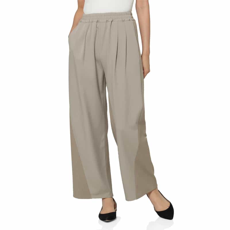 BARNEYS NEW YORK ウォッシャブル バイカラーデザインワイドパンツ BEIGE