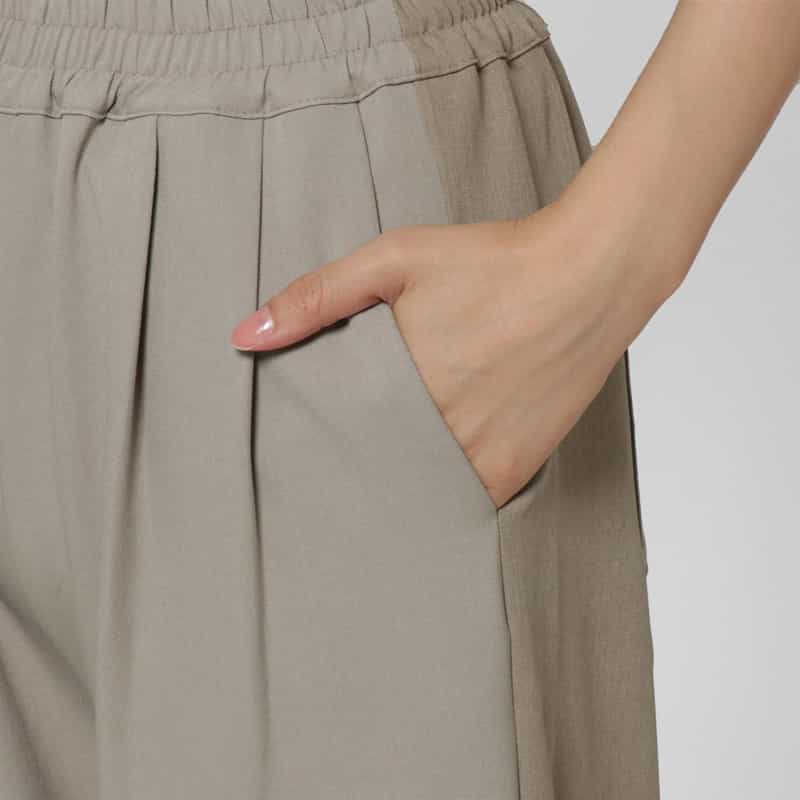 BARNEYS NEW YORK ウォッシャブル バイカラーデザインワイドパンツ BEIGE