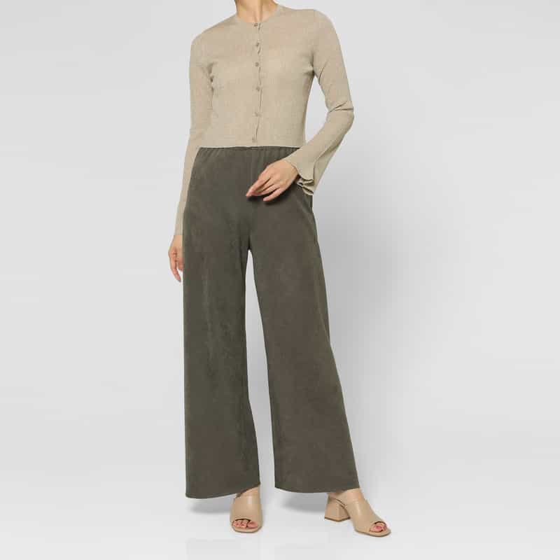 BARNEYS NEW YORK ウォッシャブル スエードライクワイドパンツ KHAKI