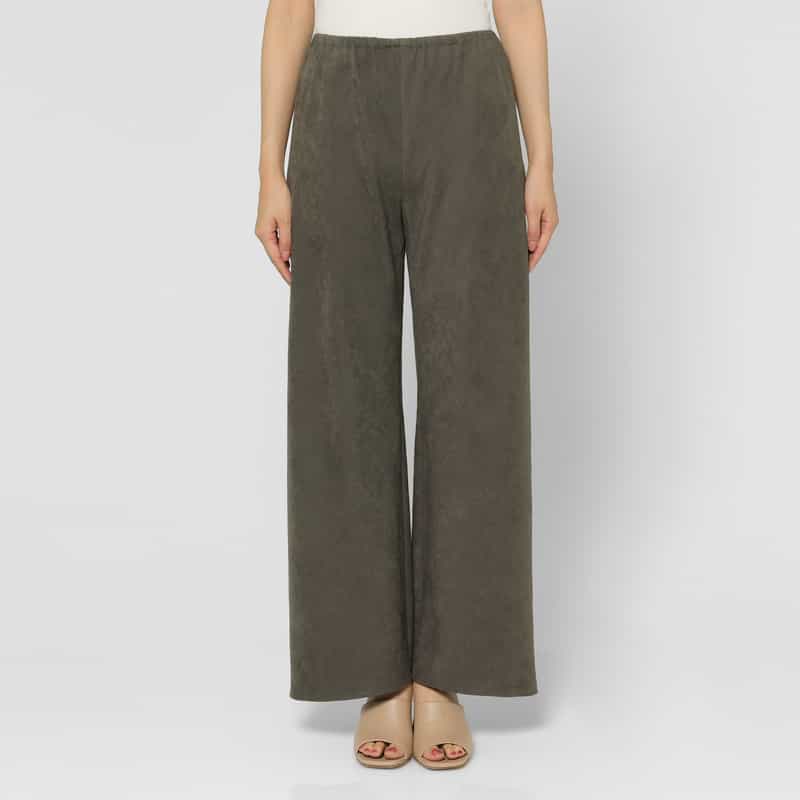 BARNEYS NEW YORK ウォッシャブル スエードライクワイドパンツ KHAKI