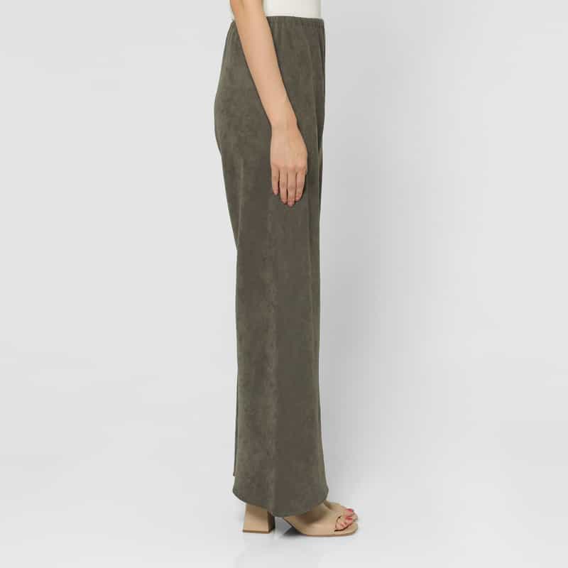 BARNEYS NEW YORK ウォッシャブル スエードライクワイドパンツ KHAKI