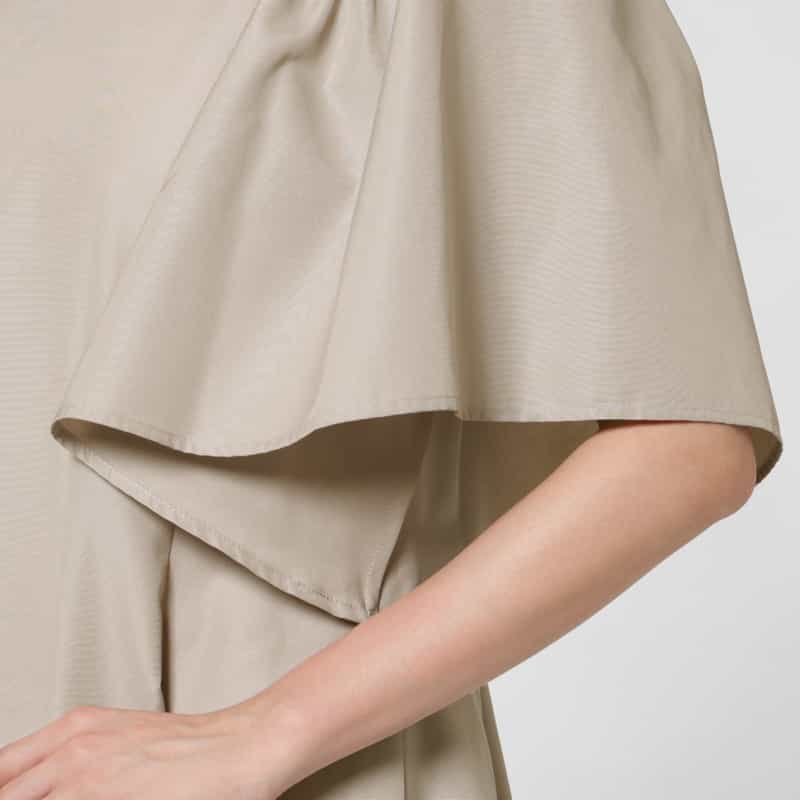 BARNEYS NEW YORK ウォッシャブル グログラン素材フレアスリーブ ロングドレス BEIGE