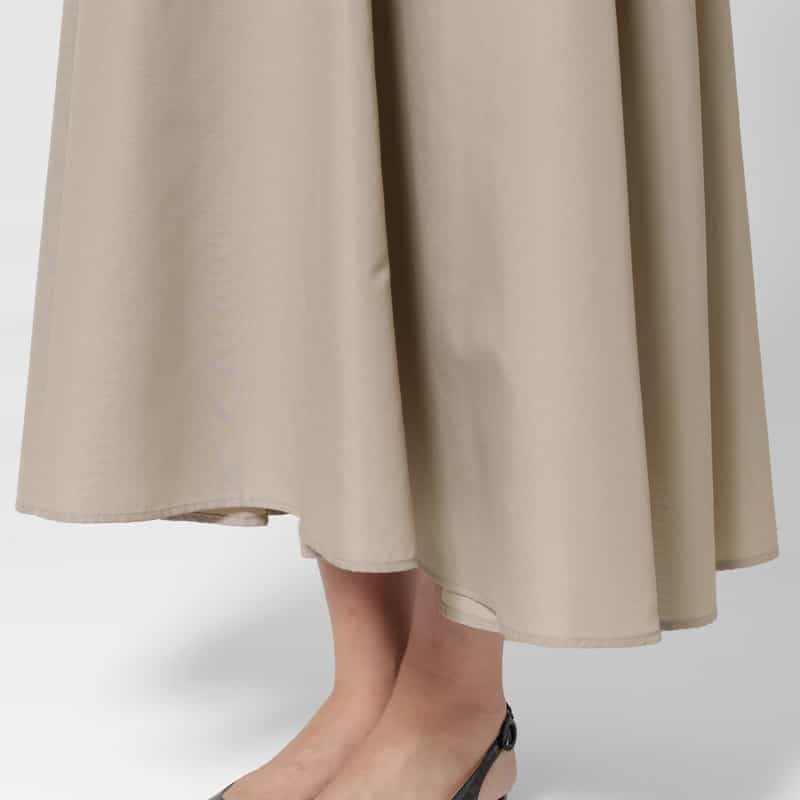 BARNEYS NEW YORK ウォッシャブル グログラン素材フレアスリーブ ロングドレス BEIGE