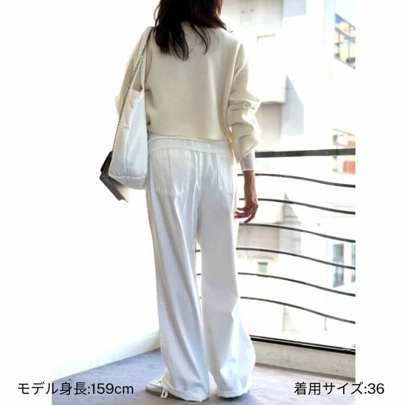 BARNEYS NEW YORK ウォッシャブル ドローストリング デニムパンツ WHITE