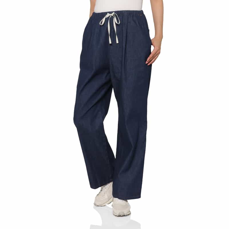 BARNEYS NEW YORK ウォッシャブル ドローストリング デニムパンツ NAVY