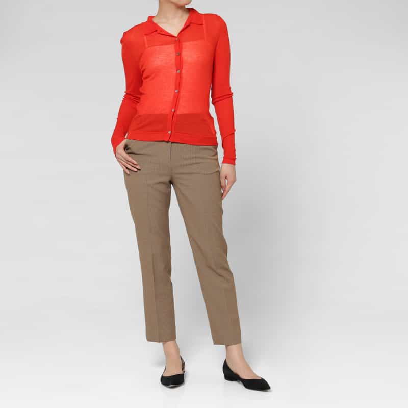 BARNEYS NEW YORK ウォッシャブル バックウエストゴム ガンクラブチェック柄テーパードパンツ MULTI COLOR