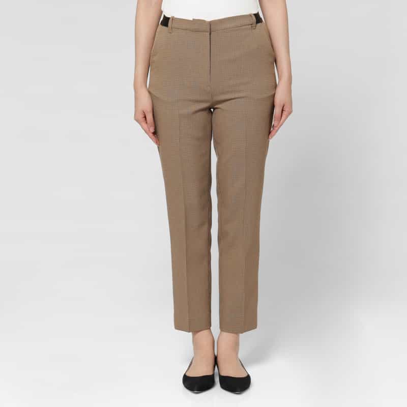 BARNEYS NEW YORK ウォッシャブル バックウエストゴム ガンクラブチェック柄テーパードパンツ MULTI COLOR