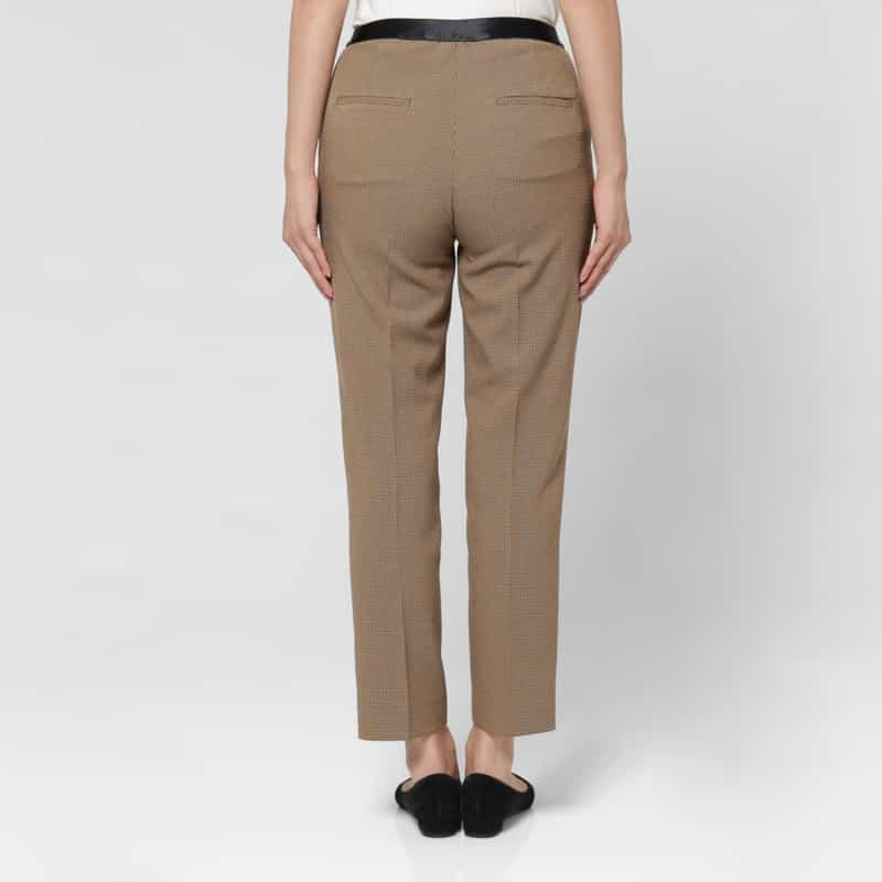 BARNEYS NEW YORK ウォッシャブル バックウエストゴム ガンクラブチェック柄テーパードパンツ MULTI COLOR