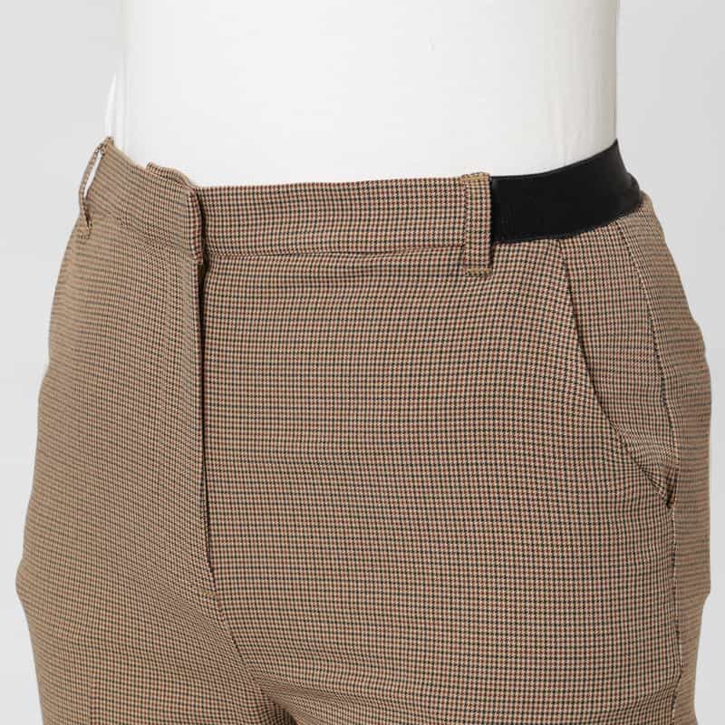 BARNEYS NEW YORK ウォッシャブル バックウエストゴム ガンクラブチェック柄テーパードパンツ MULTI COLOR
