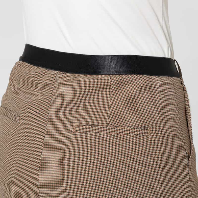 BARNEYS NEW YORK ウォッシャブル バックウエストゴム ガンクラブチェック柄テーパードパンツ MULTI COLOR