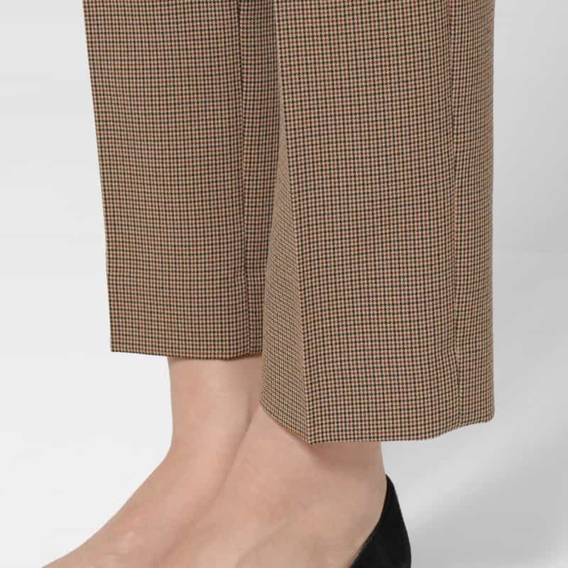 BARNEYS NEW YORK ウォッシャブル バックウエストゴム ガンクラブチェック柄テーパードパンツ MULTI COLOR