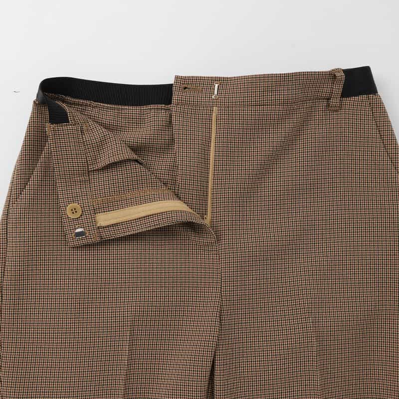 BARNEYS NEW YORK ウォッシャブル バックウエストゴム ガンクラブチェック柄テーパードパンツ MULTI COLOR