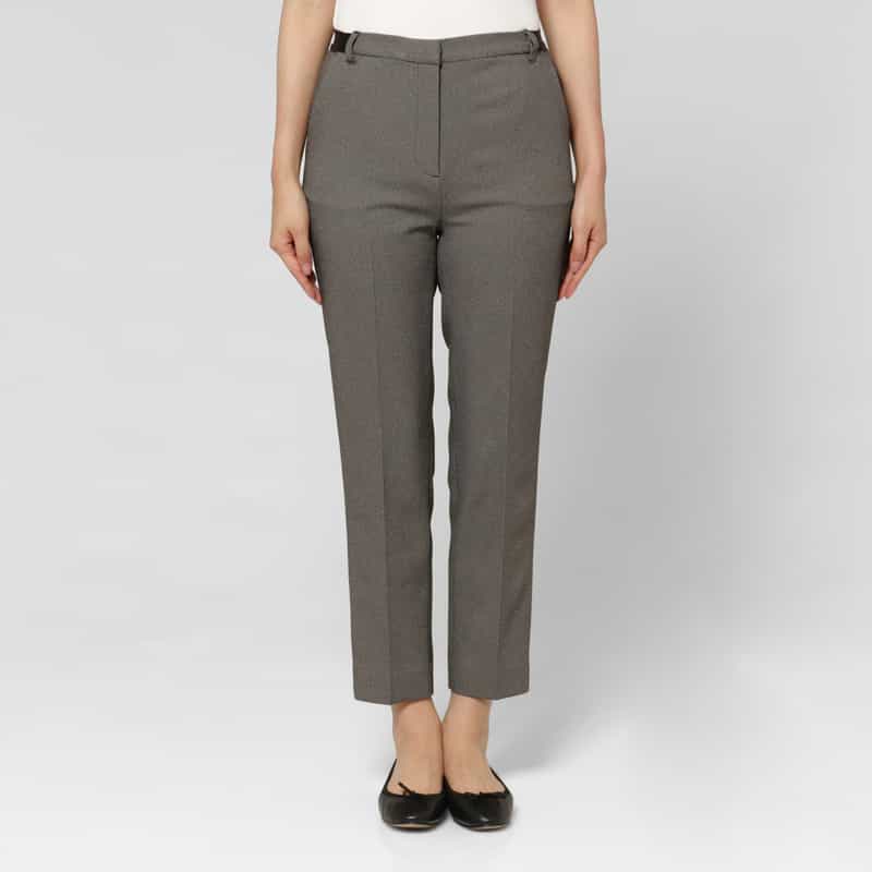 BARNEYS NEW YORK ウォッシャブル バックウエストゴム バーズアイ テーパードパンツ BLACK