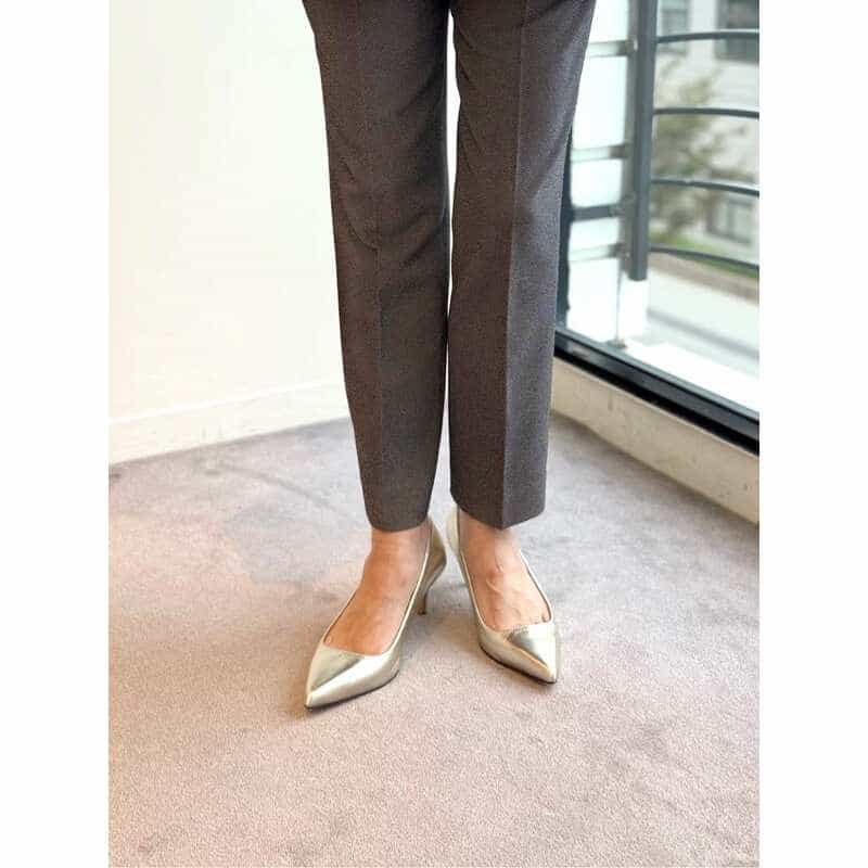 BARNEYS NEW YORK ウォッシャブル バックウエストゴム バーズアイ テーパードパンツ BLACK