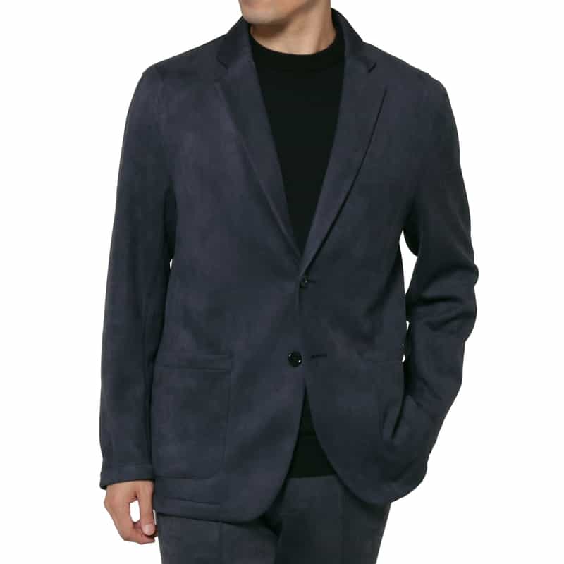 BARNEYS NEW YORK セットアップ ポンチスエードシングルジャケット NAVY