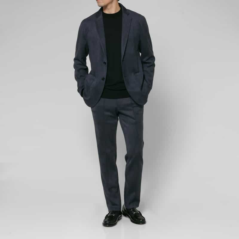 BARNEYS NEW YORK セットアップ ポンチスエードシングルジャケット NAVY