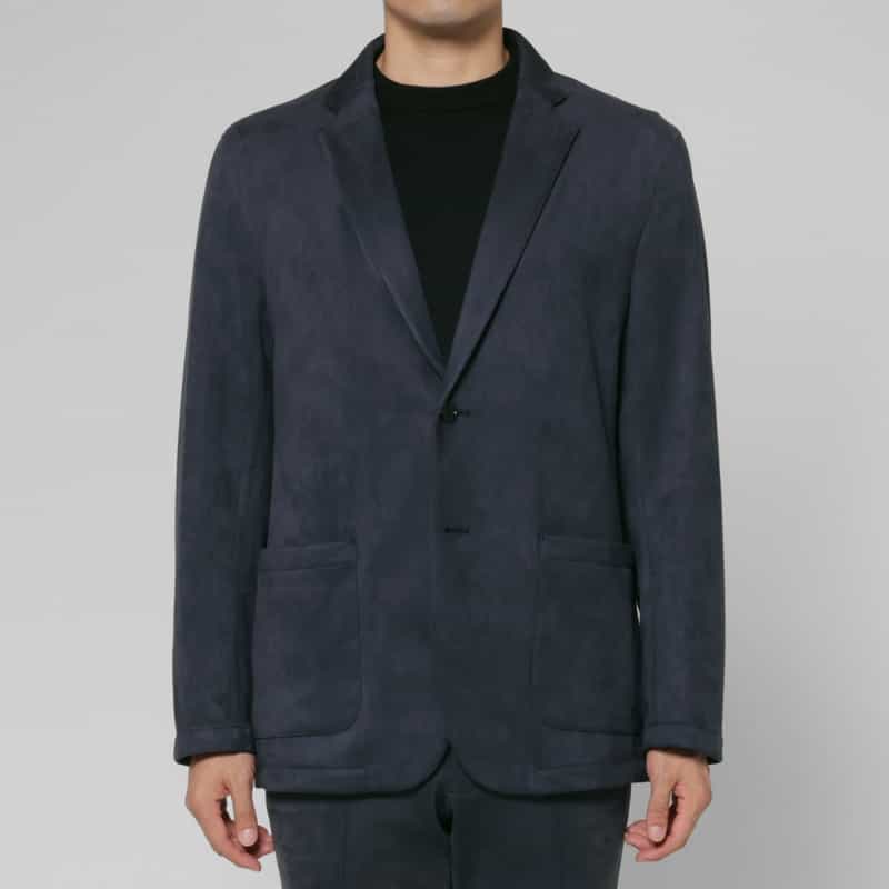 BARNEYS NEW YORK セットアップ ポンチスエードシングルジャケット NAVY