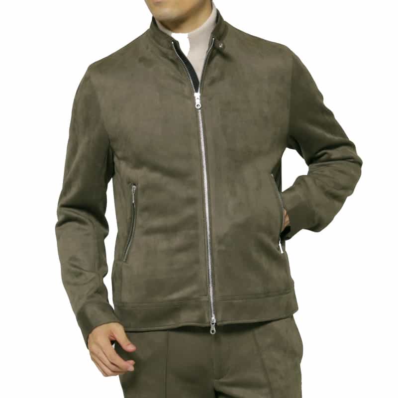 BARNEYS NEW YORK セットアップ ポンチスエードライダースジャケット KHAKI