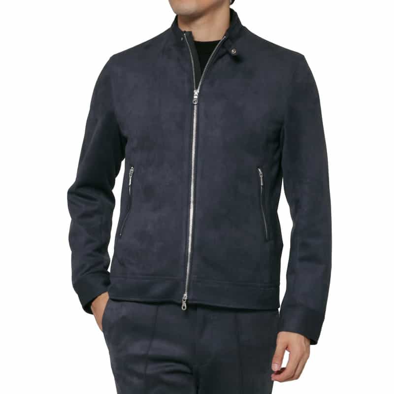 BARNEYS NEW YORK セットアップ ポンチスエードライダースジャケット NAVY