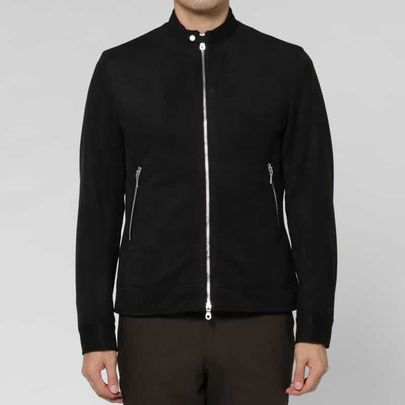 BARNEYS NEW YORK ポンチスエード素材ライダースジャケット BLACK